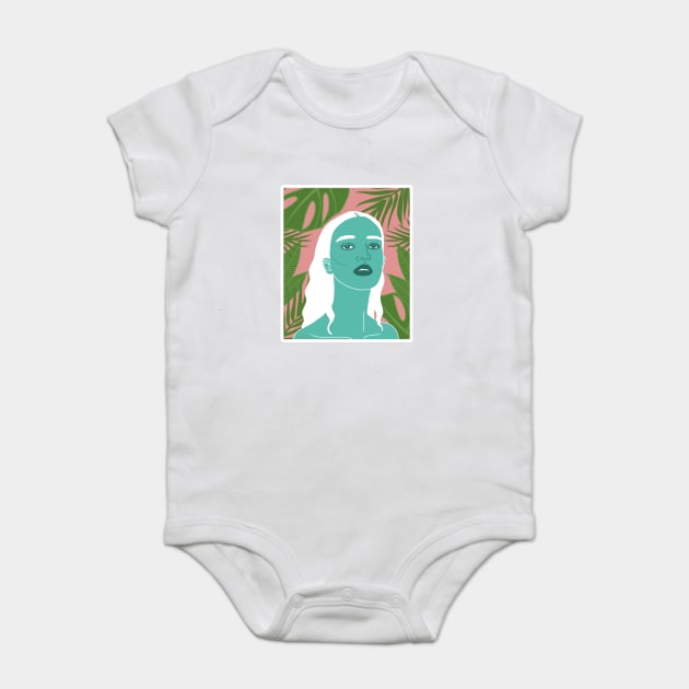 Tropical Woman Palm Leaves Baby Bodysuit by logiamerch